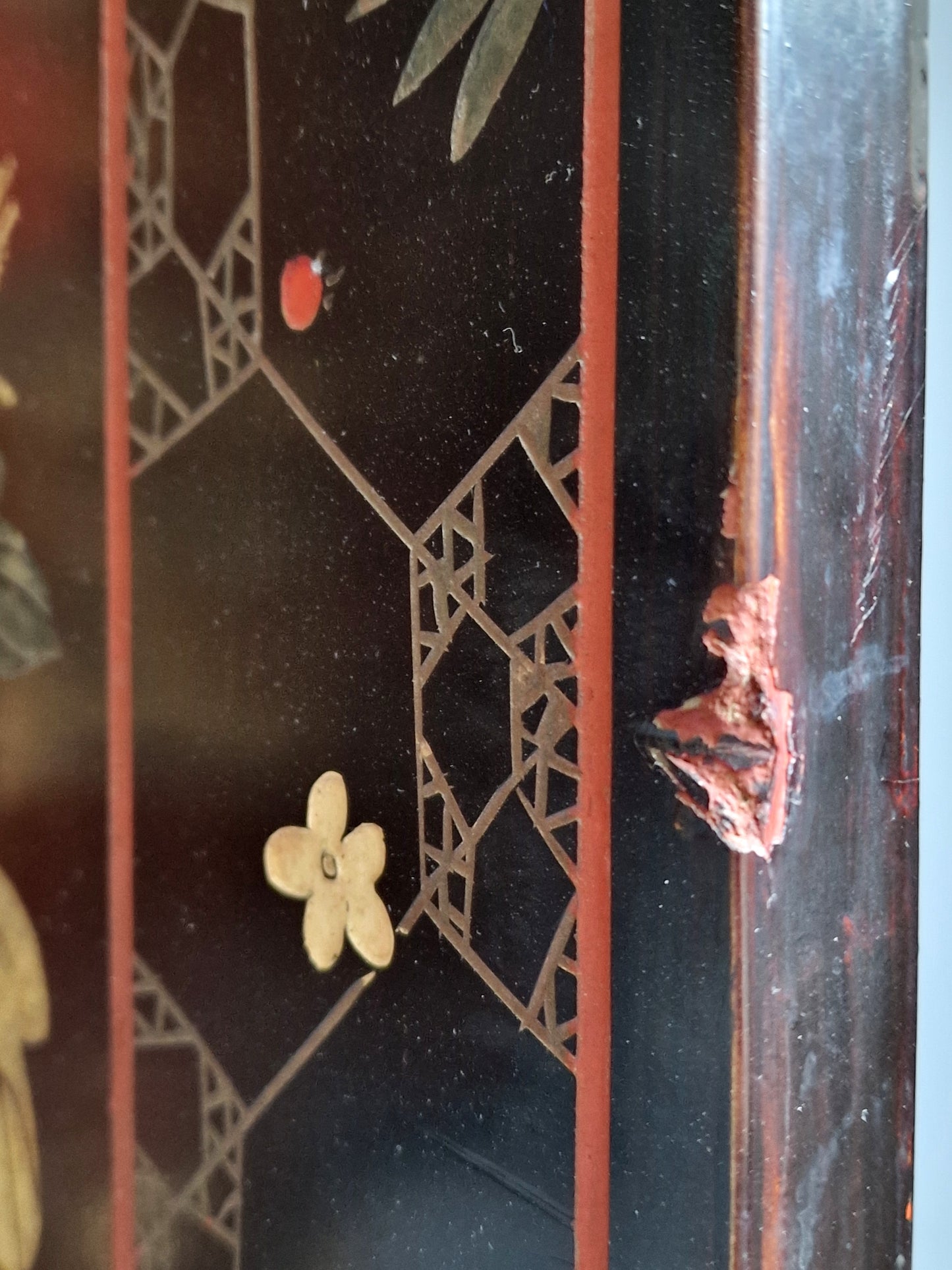 A Chinese coromandel lacquer four-panel folding screen with narrative and bird-and-flower scenes — 20th century