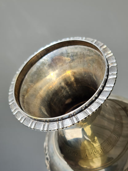 A Chinese Hongkong silver vase with birds, deer, and floral motifs — Republic period (early 20th century)