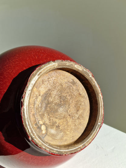 A Chinese ruby-red glazed porcelain bottle vase — 19th century