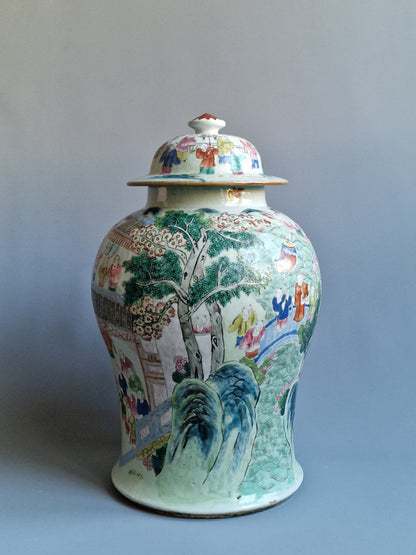 A Chinese porcelain lidded vase depicting the ‘Hundred Boys’ Dragon Festival — Tongzhi period (1862–1874)