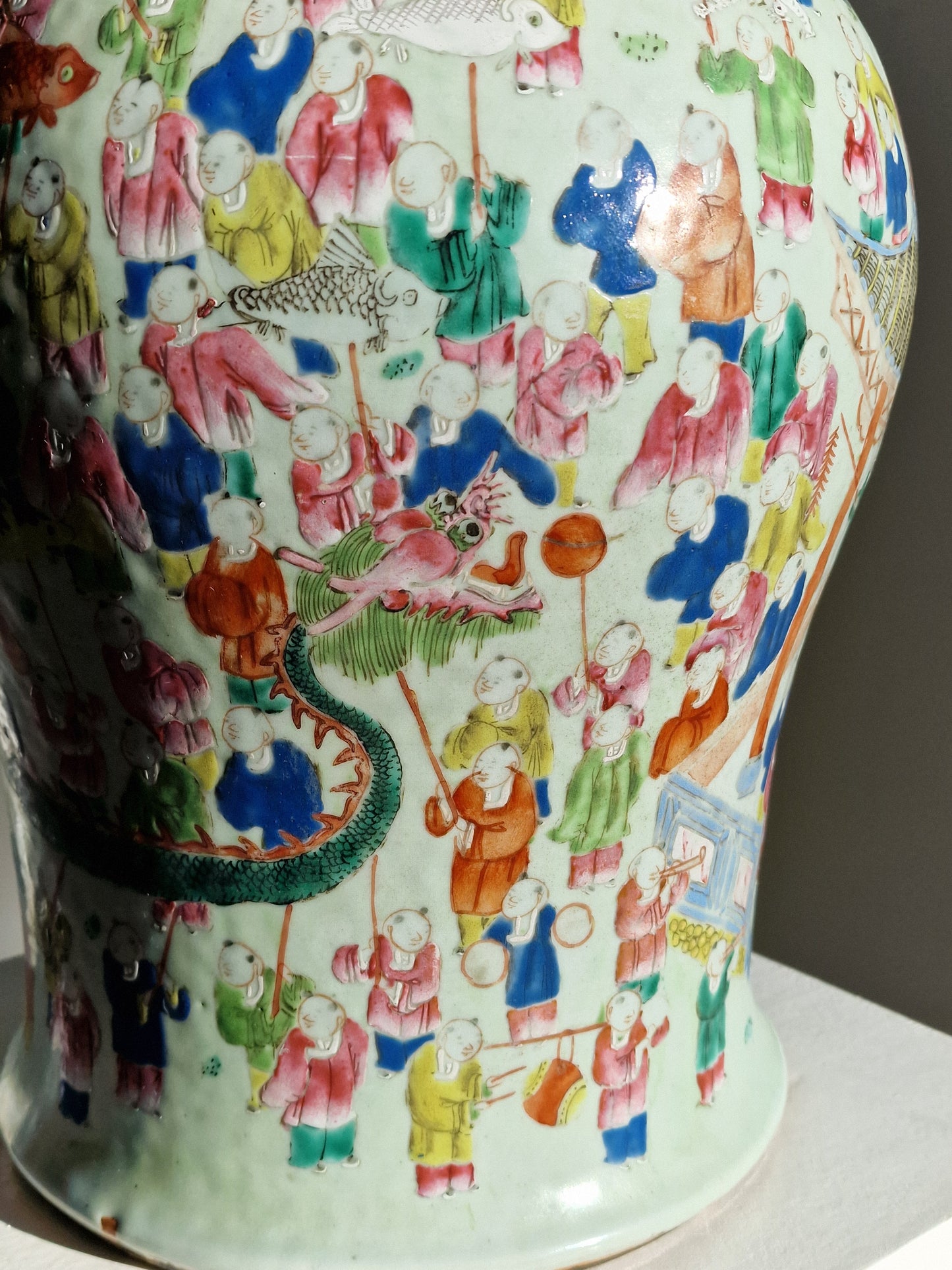 A Chinese porcelain lidded vase depicting the ‘Hundred Boys’ Dragon Festival — Tongzhi period (1862–1874)