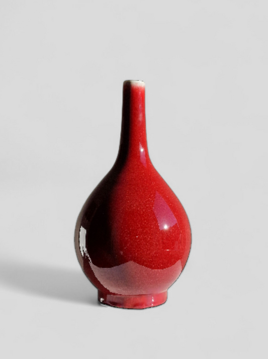 A Chinese ruby-red glazed porcelain bottle vase — 19th century