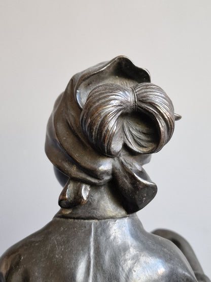 A Japanese Bronze Okimono of a Peasant Girl — Meiji period (1868–1912)