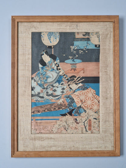 A Japanese woodblock print of an oiran in an interior — Utagawa Kunisada (Toyokuni III, 1786–1864), Edo period