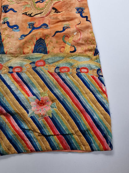 A Chinese embroidered dragon robe for temple ceremonial use — 19th century