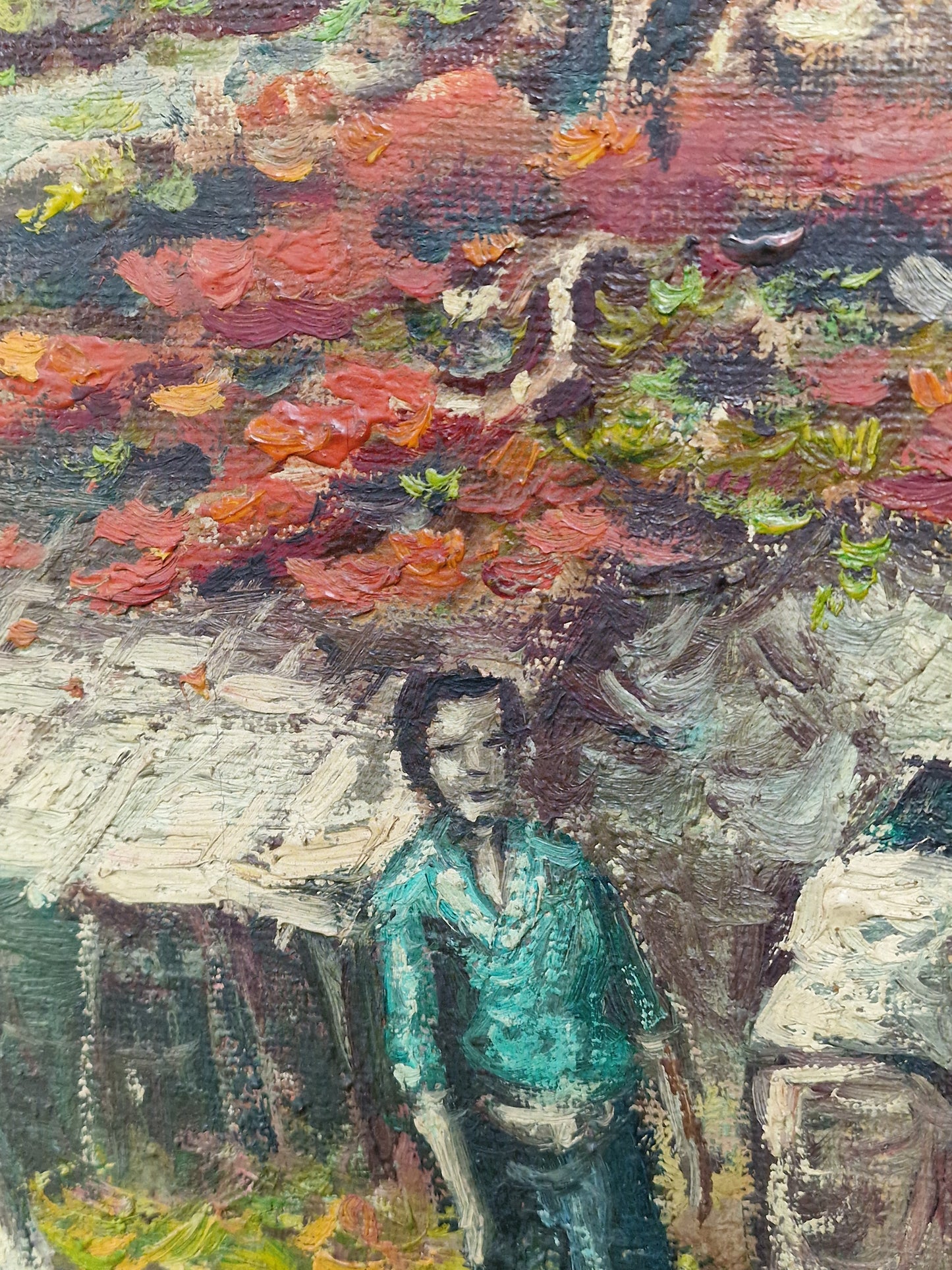 A Southeast Asian market scene, oil painting — mid-20th century