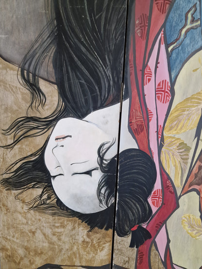 A Large Japanese-Style Painted Wood Folding Screen — Holland, 1988