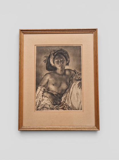 A framed Portrait of a Balinese Woman by W. G. Hofker, signed and numbered No. 65 — mid-20th century