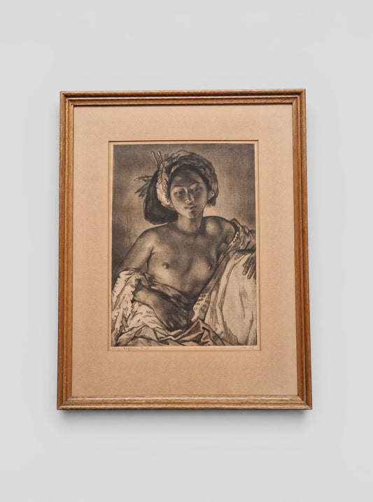 A framed Portrait of a Balinese Woman by W. G. Hofker, signed and numbered No. 65 — mid-20th century