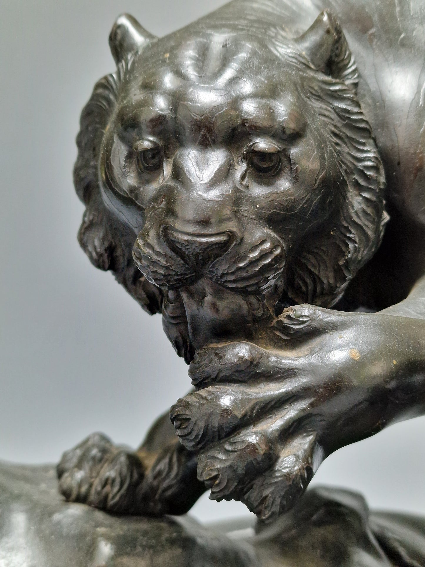 A Japanese Bronze Tiger on a Flowing Water Base, Signed — Meiji Period (1868–1912)