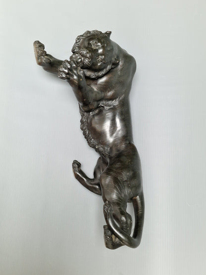 A Japanese Bronze Tiger on a Flowing Water Base, Signed — Meiji Period (1868–1912)