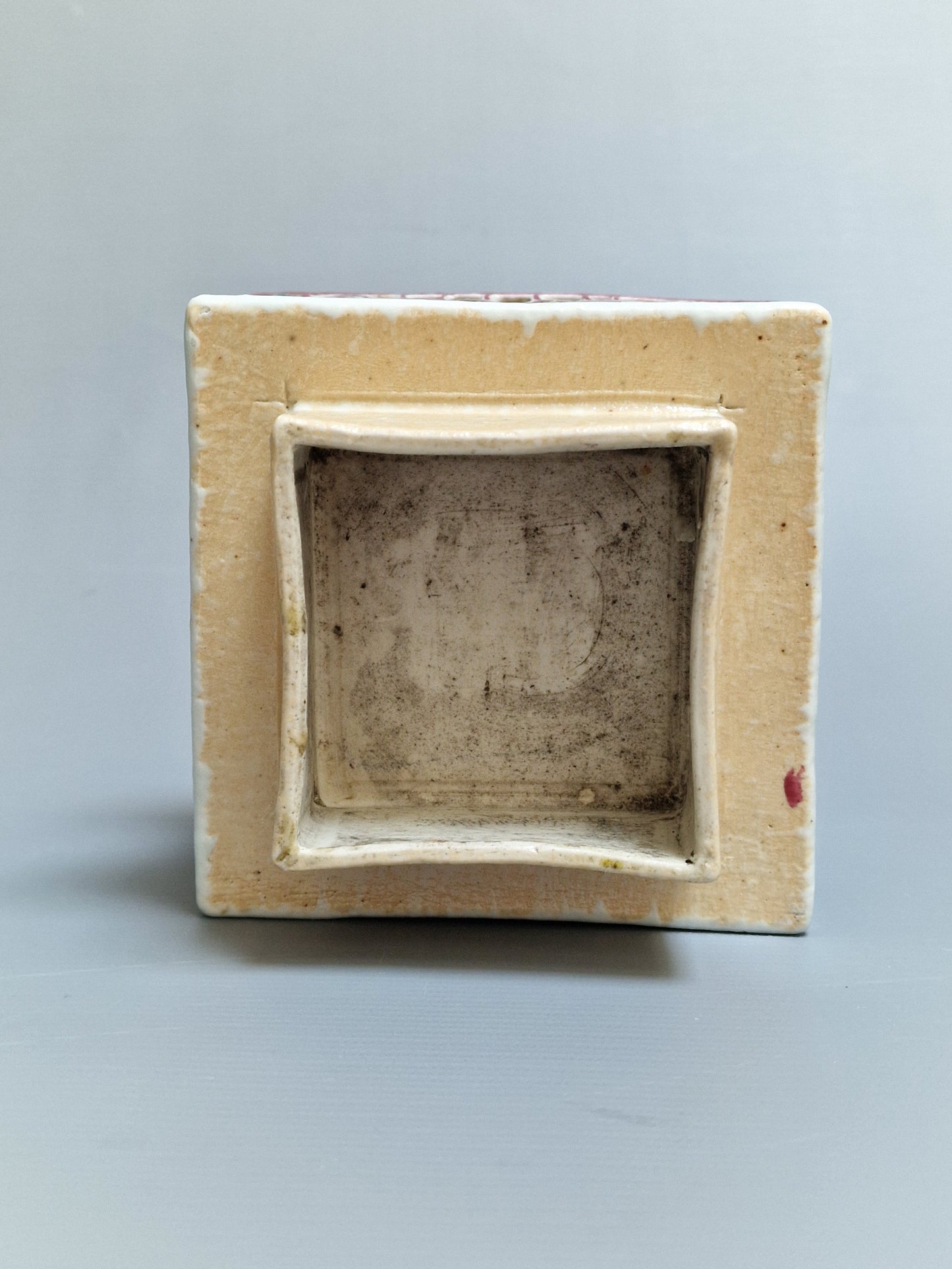 A Chinese famille rose reticulated square lantern with a stand — 19th century