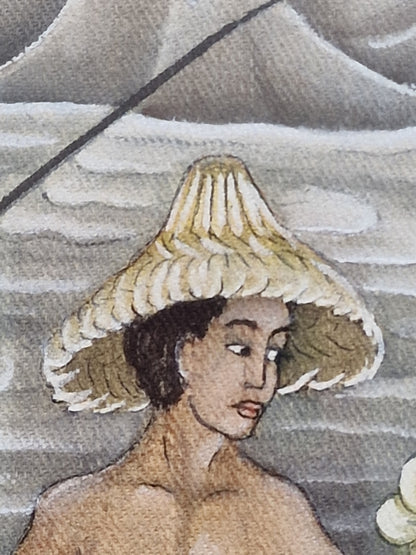 A Balinese riverside village life scene attributed to Wayan Barwa (1933–2004), Peliatan, Bali