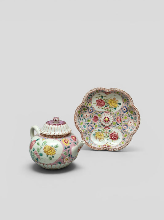 A Chinese famille rose teapot and matching stand  — Yongzheng period (1723–1735)