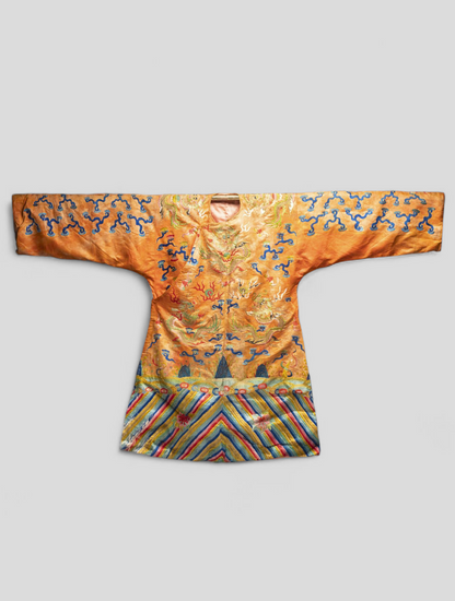 A Chinese embroidered dragon robe for temple ceremonial use — 19th century