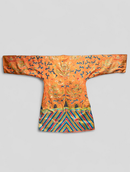 A Chinese embroidered dragon robe for temple ceremonial use — 19th century