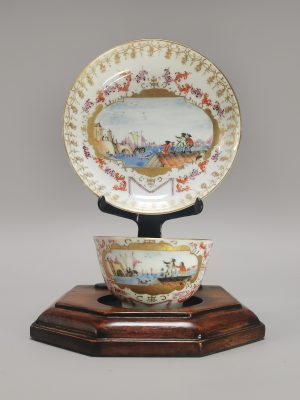 A rare Chinese export porcelain cup and saucer, Yongzheng period (1722-1735)