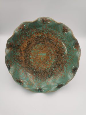 A Chinese brush washer, oil-spotted celadon pottery, 19th century