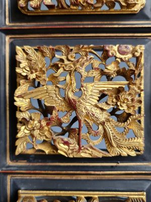 A Pair of Antique Chinese Gilt Wood Carved Door Panels