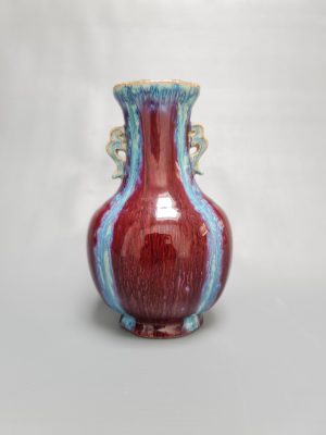 A Chinese porcelain flambé-glazed ‘hu’ vase, Qianlong mark