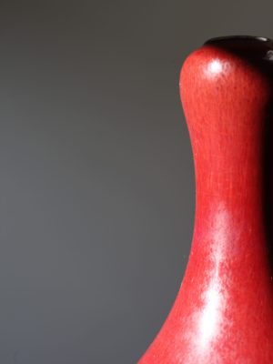 A Chinese large Garlic neck vase Coral red glaze , early 19th century
