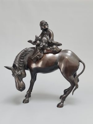 A Chinese bronze figure of a sage on a horse, Qing Dynasty