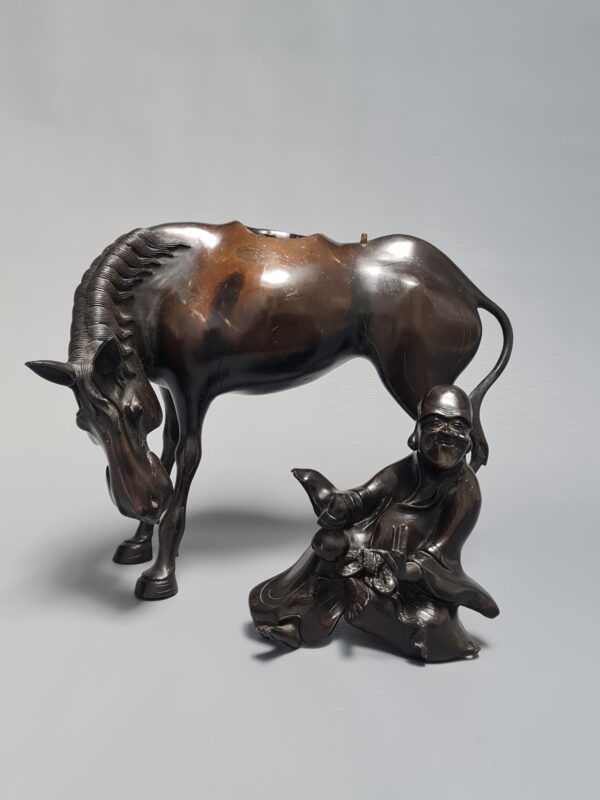 A Chinese bronze figure of a sage on a horse, Qing Dynasty - Afbeelding 4