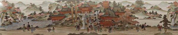 A large Japanese Satsuma vase decorated with figural scenes from court life, Meiji period (1868–1912) - Afbeelding 2