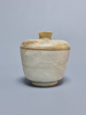 A rare Chinese hard stone (probably chicken bone jade) “gaiwan” covered tea bowl, 18/19 th century